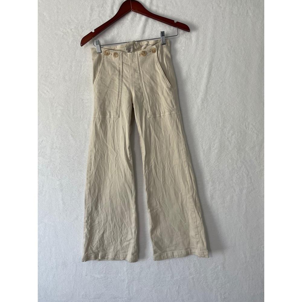 Pilcro Anthropologie Kit Cream Sailor Wide Leg Cinch Back Pants 24P Cotton Hemp
